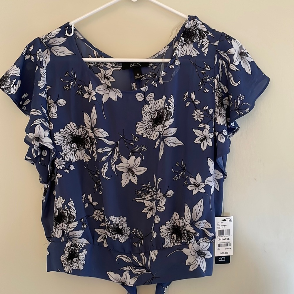 Blue and white flower BCX business casual shirt